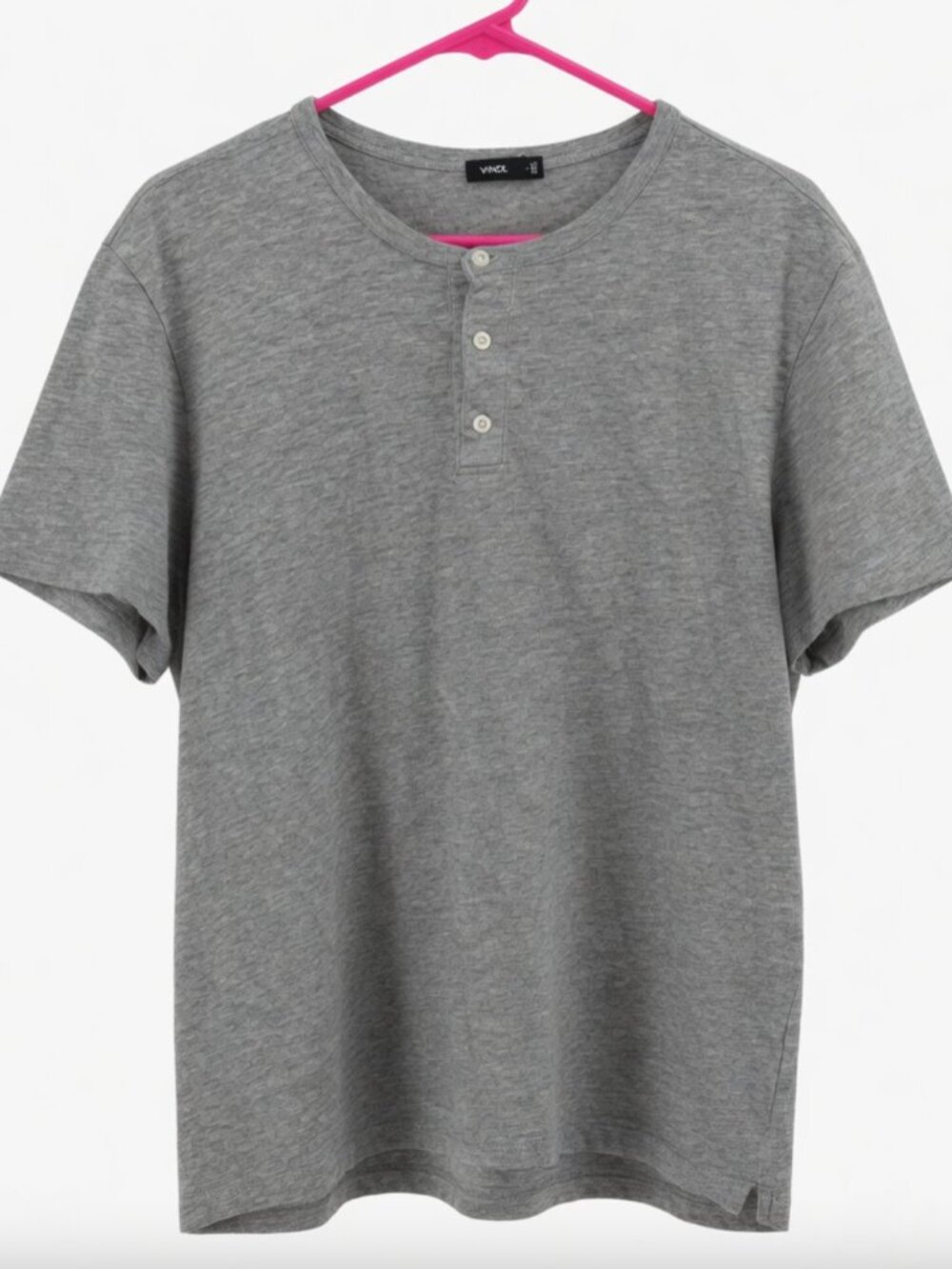 Vince Short Sleeve Grey Henley - Size Large